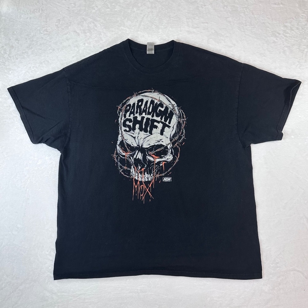 AEW Jon Moxley Paradigm Shift Skull Graphic T-Shirt Black Mens 2XL Wrestling Tee